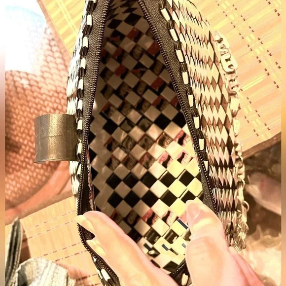 Nahui Ollin Black and White Checkered Shoulder Bag - Picture 7 of 7